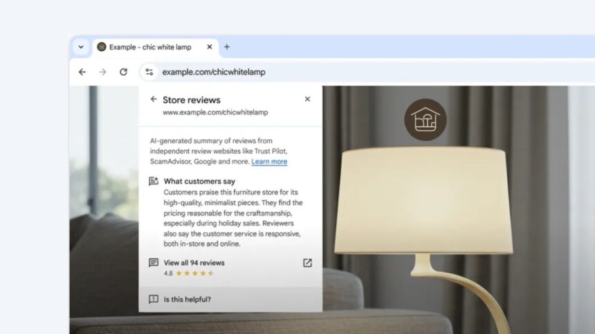 Google Chrome Rolls Out AI Store Review Feature